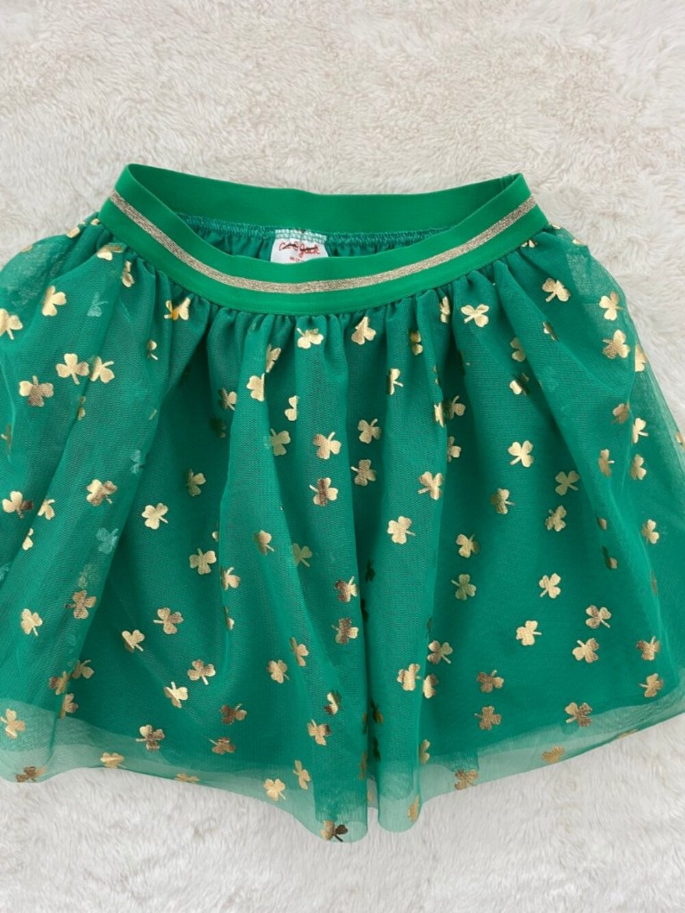 SALE! Cat & Jack Green Shamrock Tulle Skirt with Gold Clovers Size 7/8